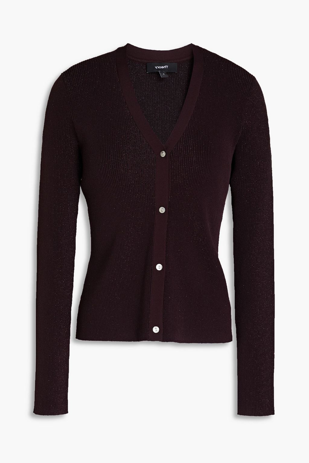 Metallic ribbed knit cardigan