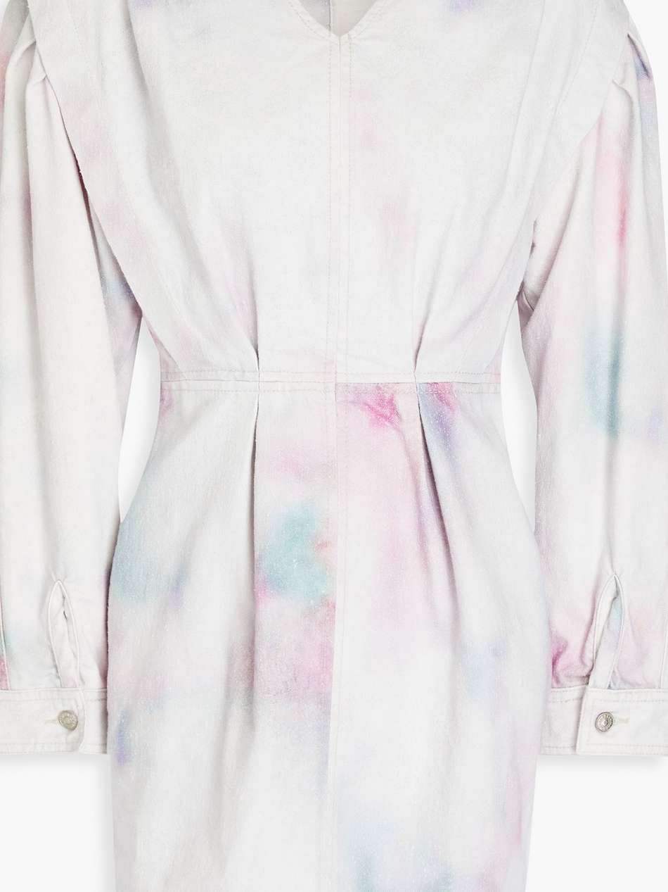 lacanau pleated tie-dyed denim mini dress