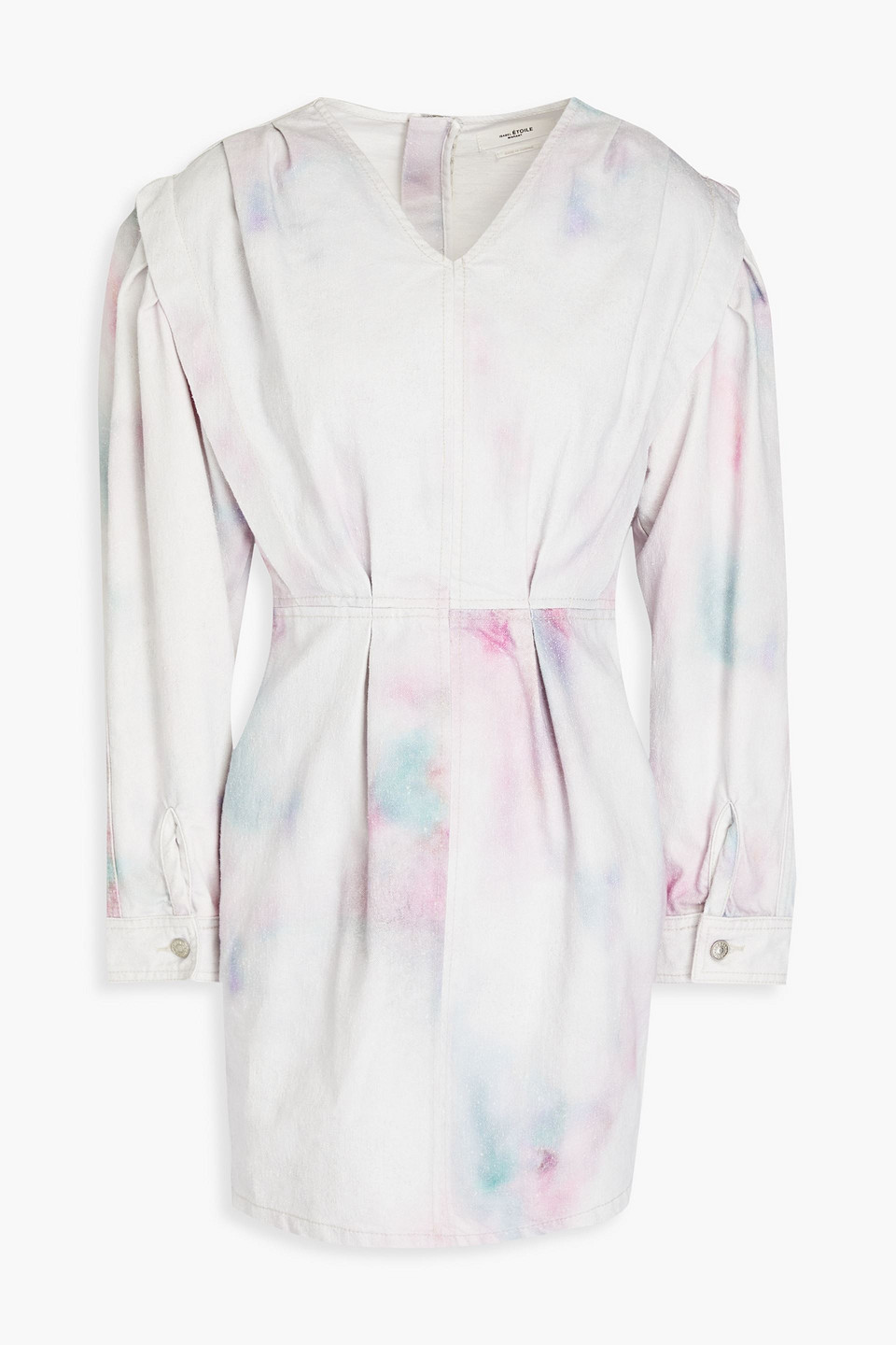 Isabel Marant Étoile Lacanau Pleated Tie-dyed Denim Mini Dress In Pastel Pink