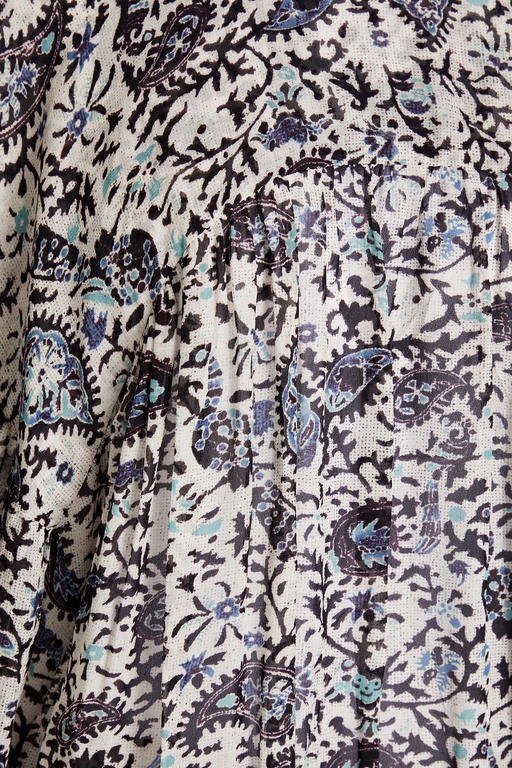MARANT ÉTOILE シフォン ミニワンピース アシンメトリー ギャザー入り フローラルプリント