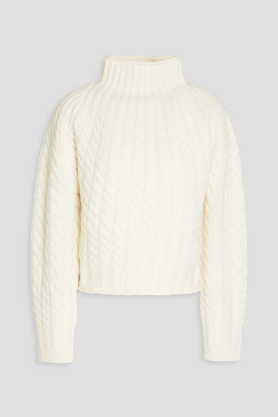 Theory Cable-knit Wool And Cashmere-blend Turtleneck Jumper In White
