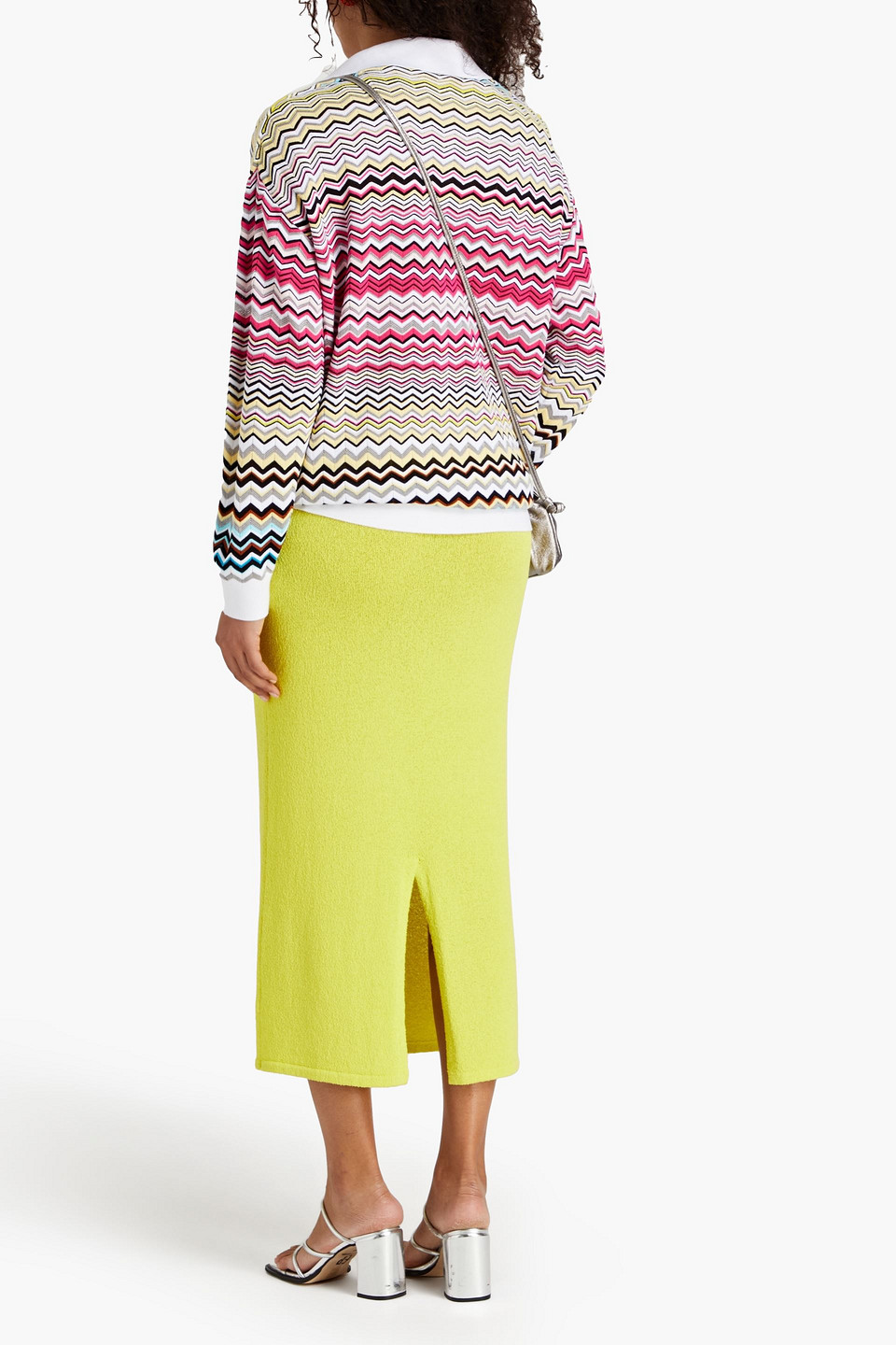 Missoni Striped V-neck Polo Sweater In White