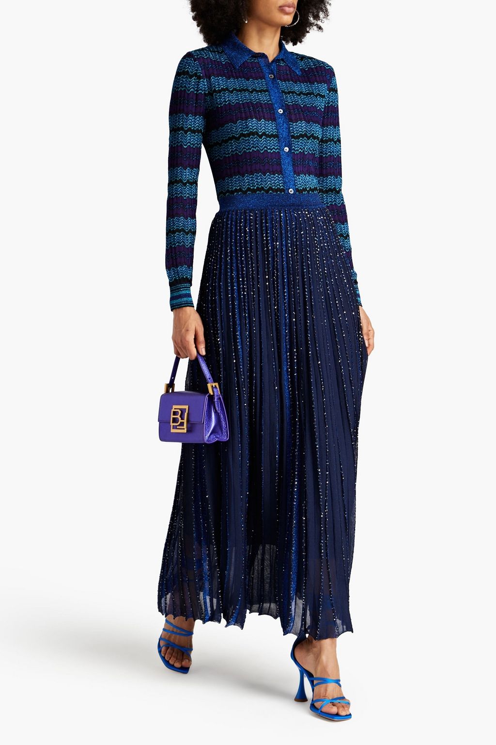 MISSONI Metallic crochet-knit shirt