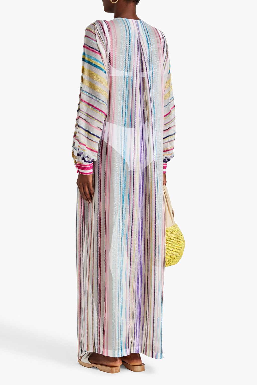 MISSONI فستان طويل من نسيج بحبكة كروشيه بتصميم مخطط