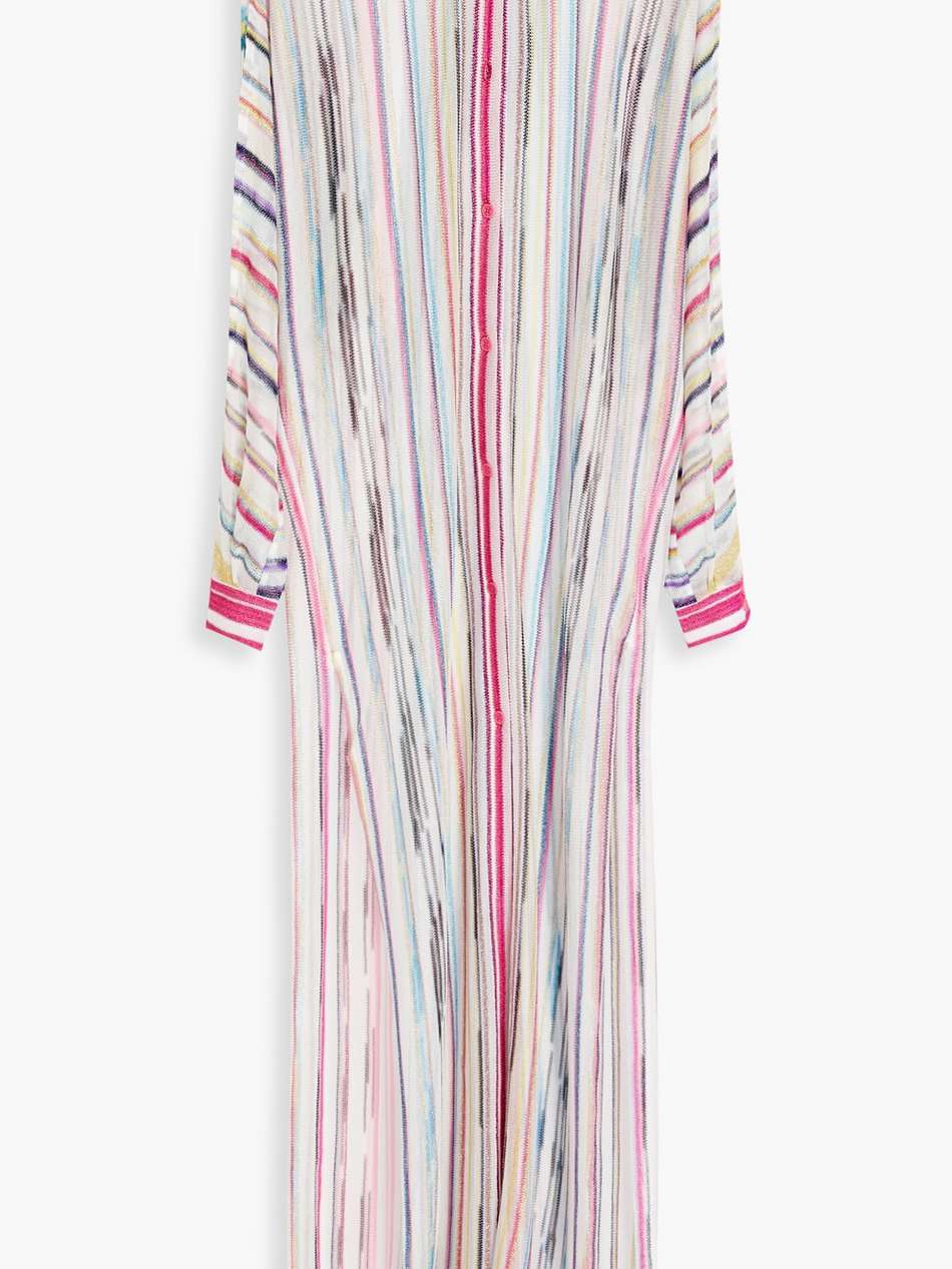 striped crochet-knit maxi dress