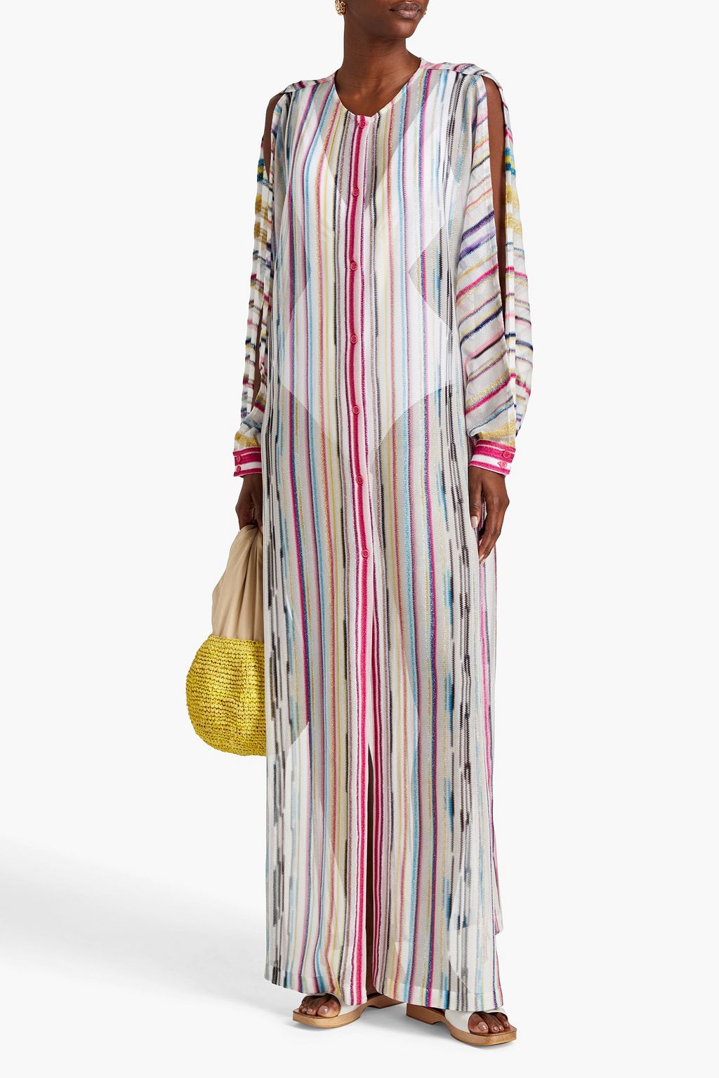 MISSONI فستان طويل من نسيج بحبكة كروشيه بتصميم مخطط