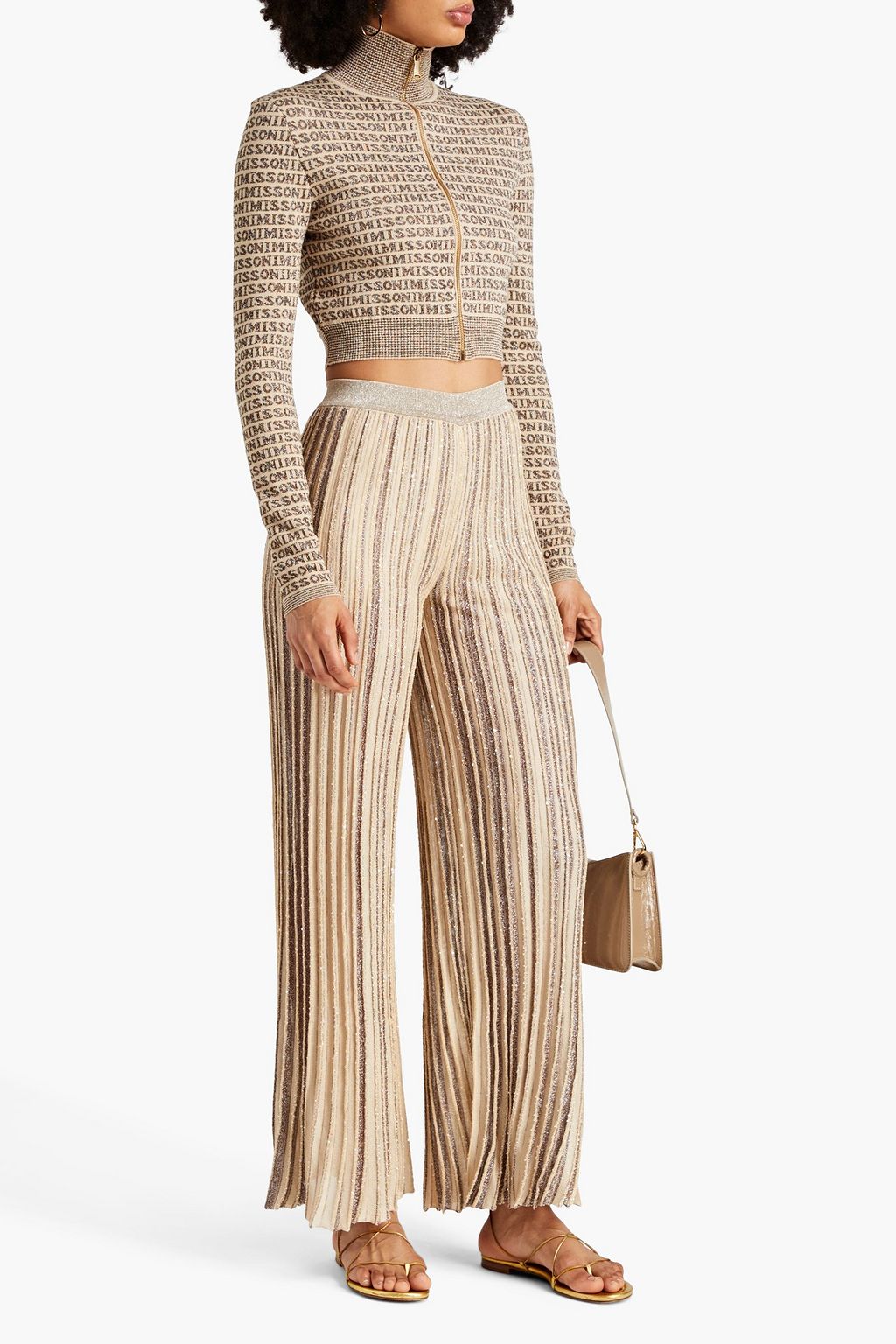 MISSONI Metallic wool-blend zip-up cardigan