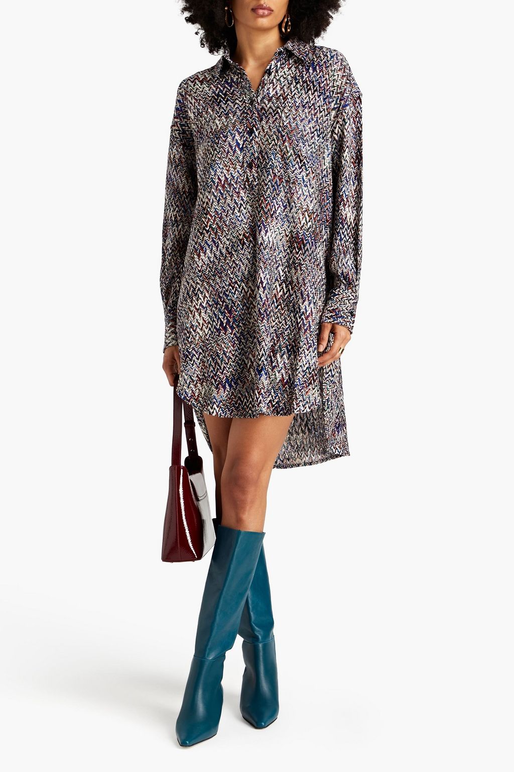 MISSONI 크로셰 니트 미니 셔츠 드레스