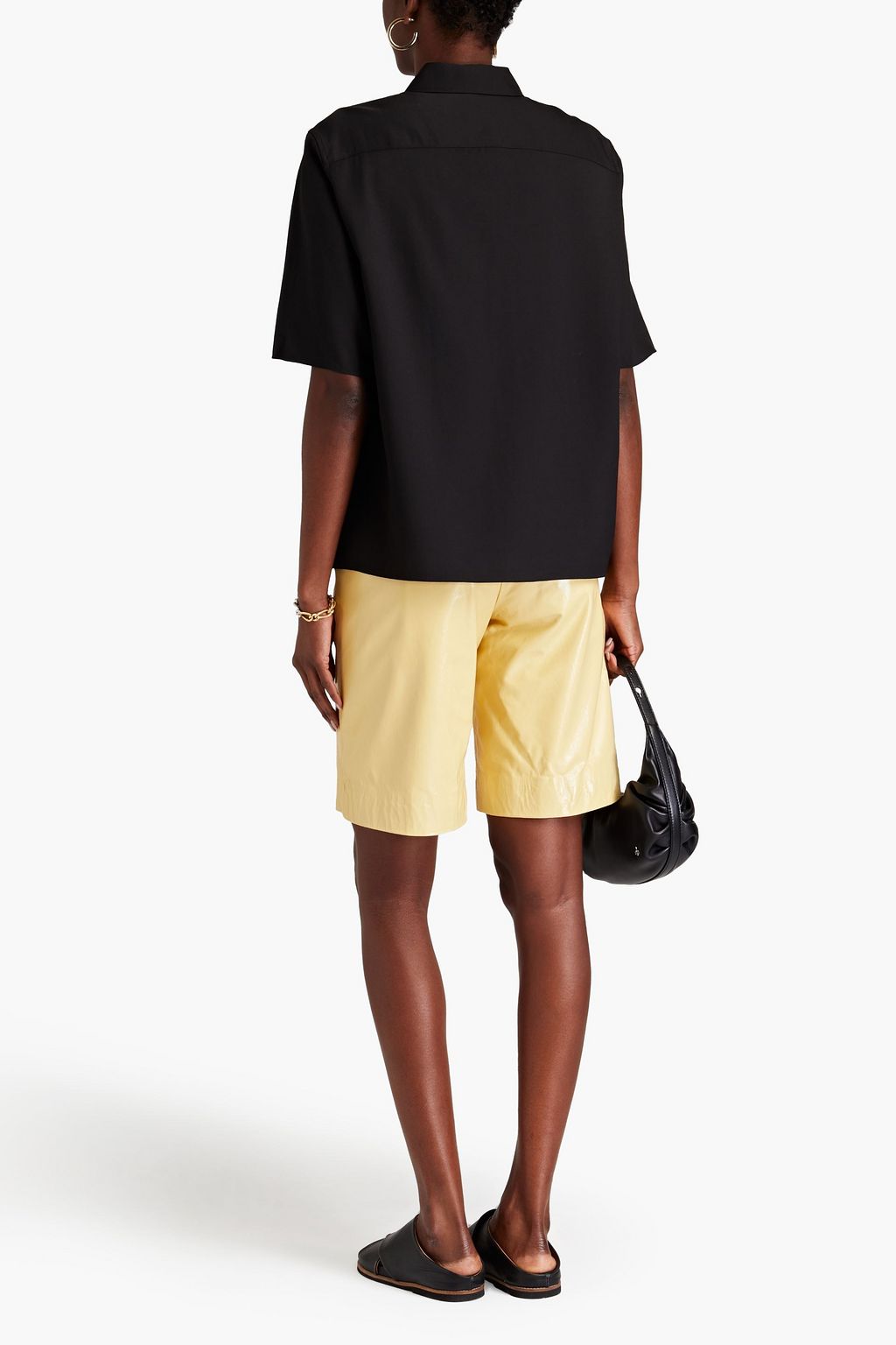THEORY Wool-blend twill polo shirt
