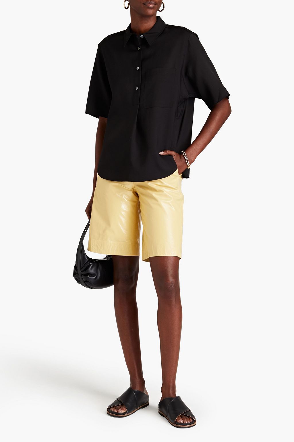 THEORY Wool-blend twill polo shirt