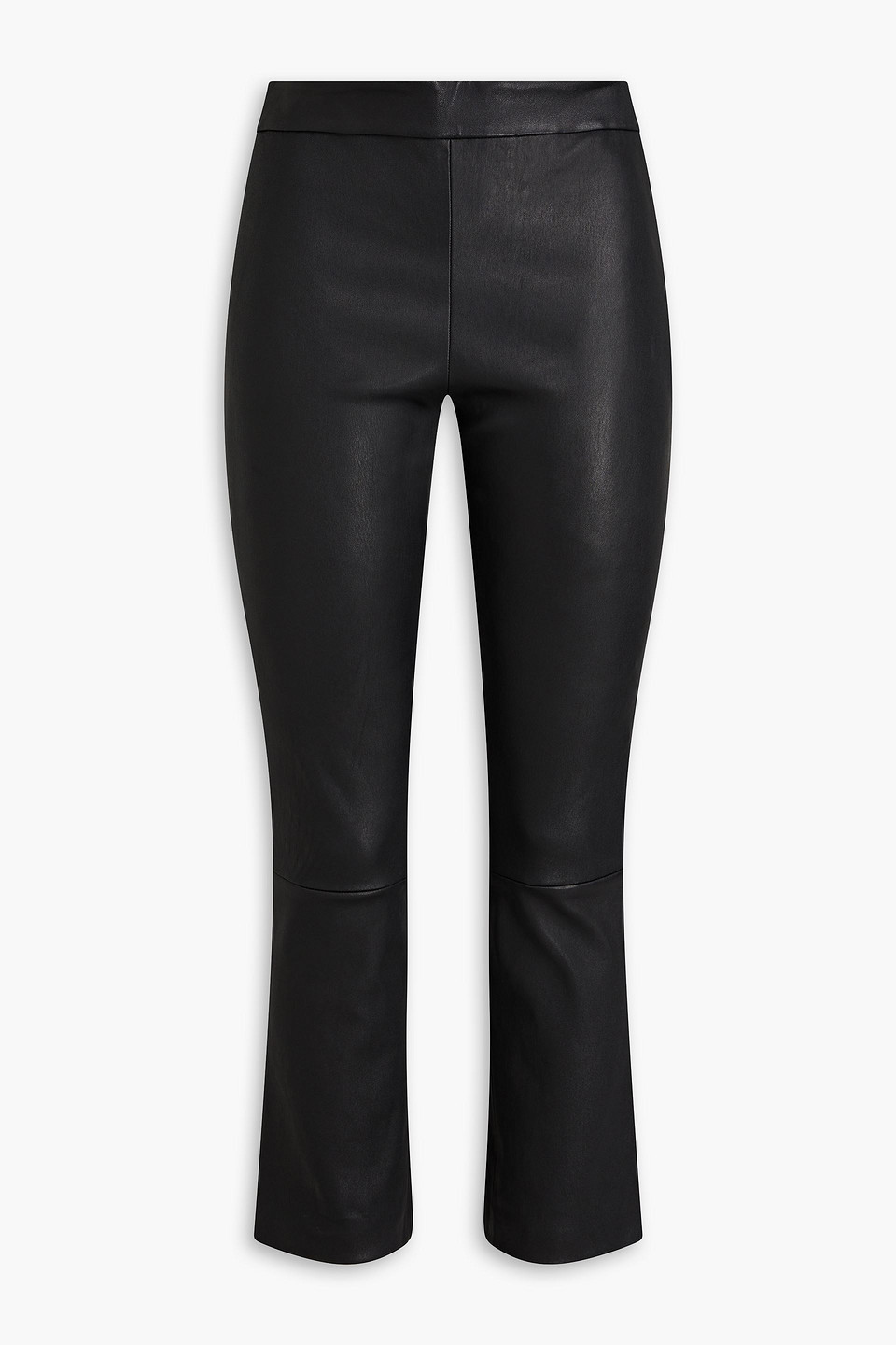 theory - leather kick-flare pants - black - us 8