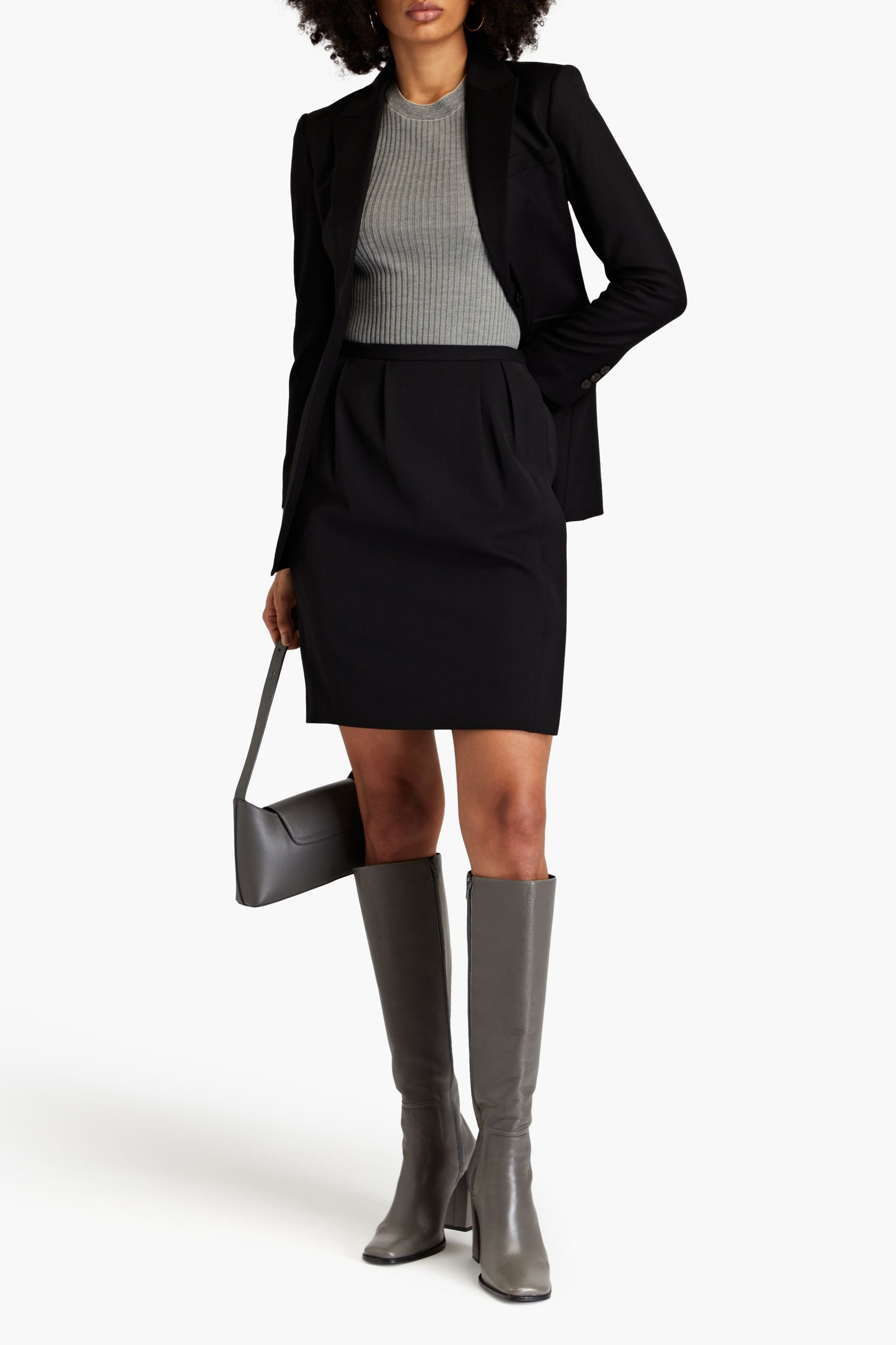 Theory Pleated twill mini wrap skirt