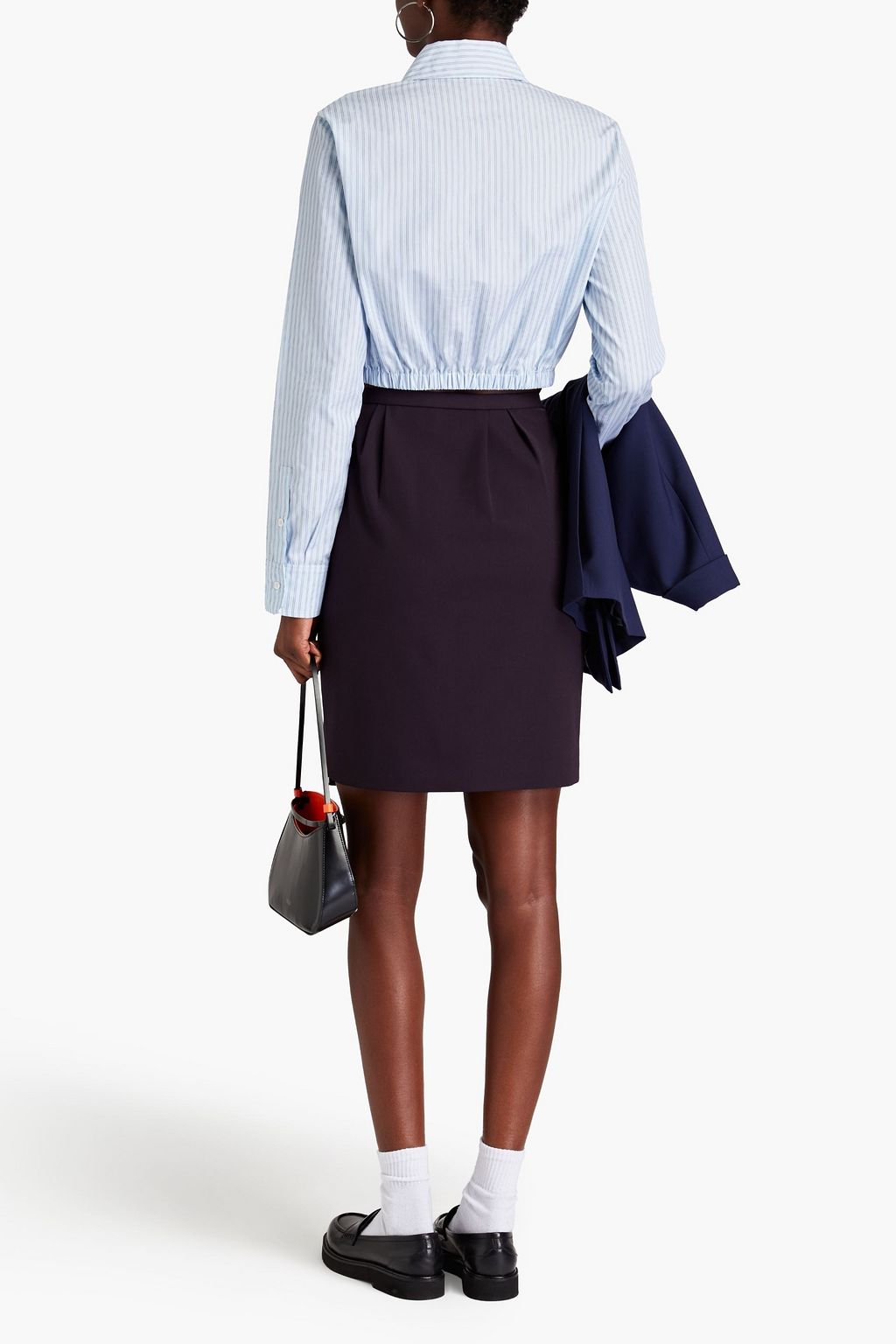 THEORY Pleated twill mini wrap skirt