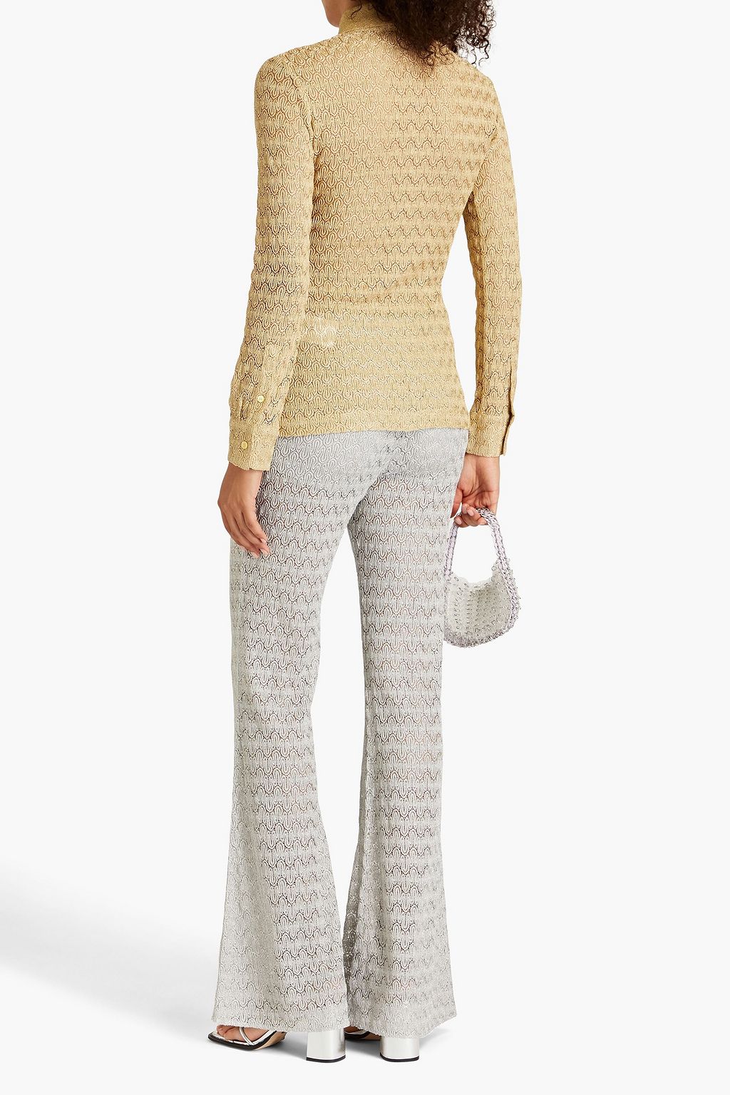 MISSONI Metallic crochet-knit shirt