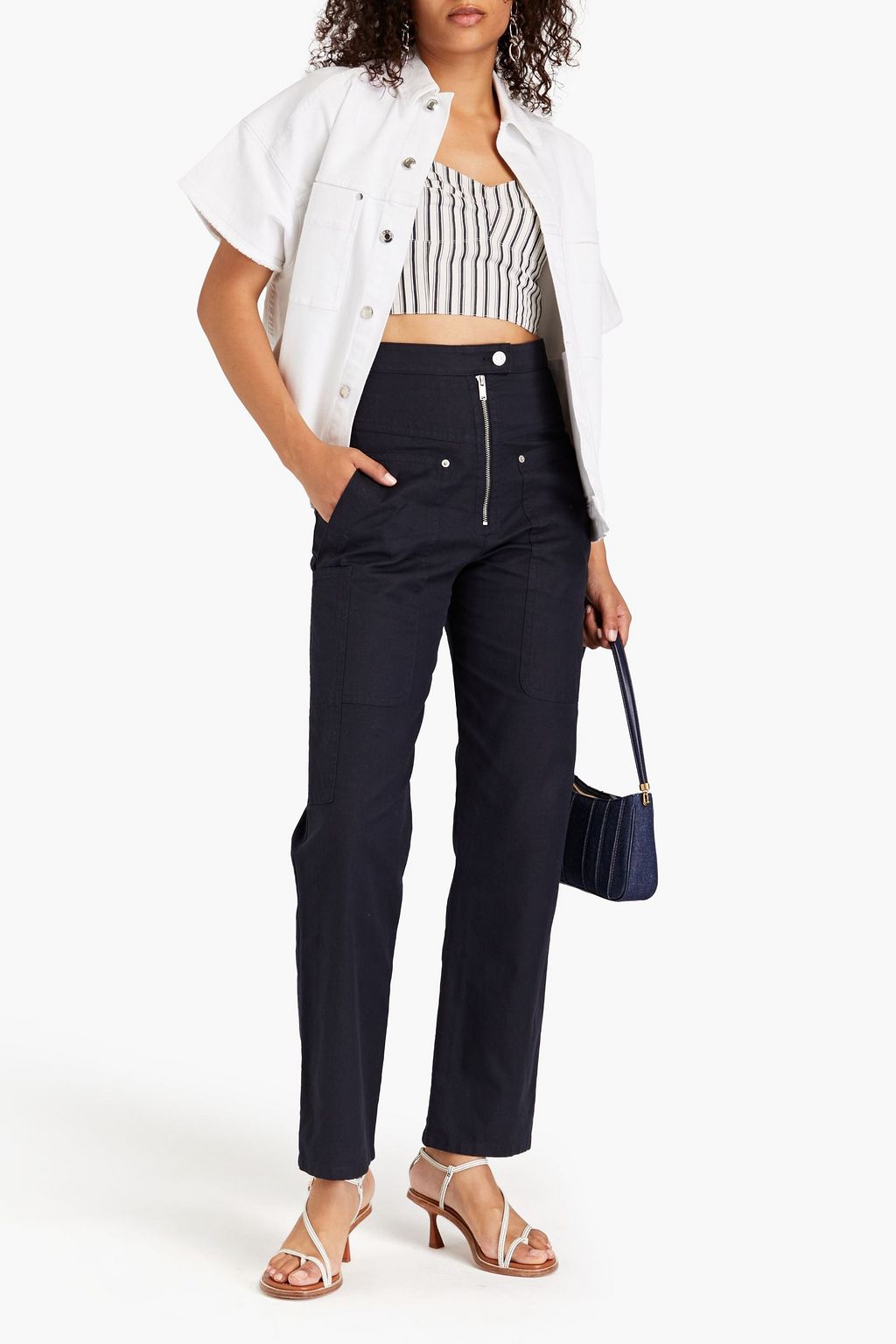 MARANT ÉTOILE Paggy cotton and linen-blend canvas straight-leg pants