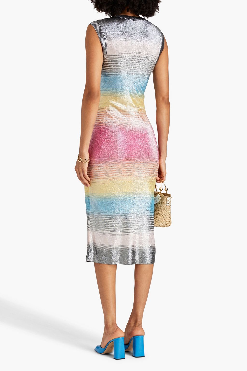 MISSONI 메탈릭 스페이스 다이 니트 미디 드레스