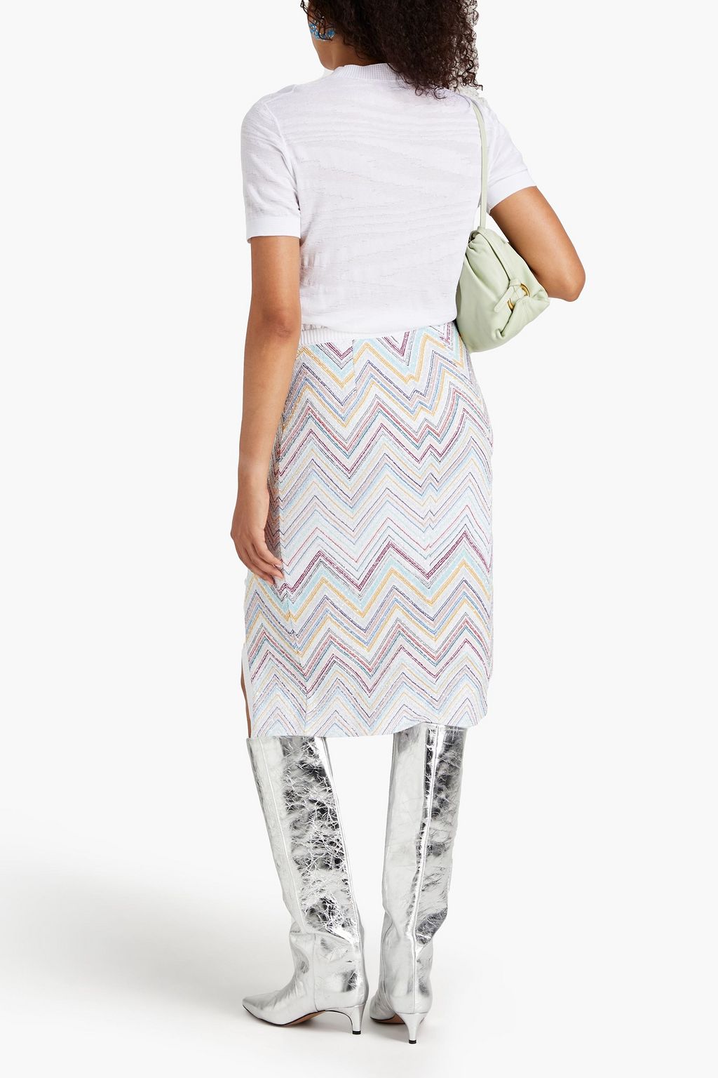 MISSONI تنورة من نسيج بحبكة كروشيه مزينة بأقراص برّاقة