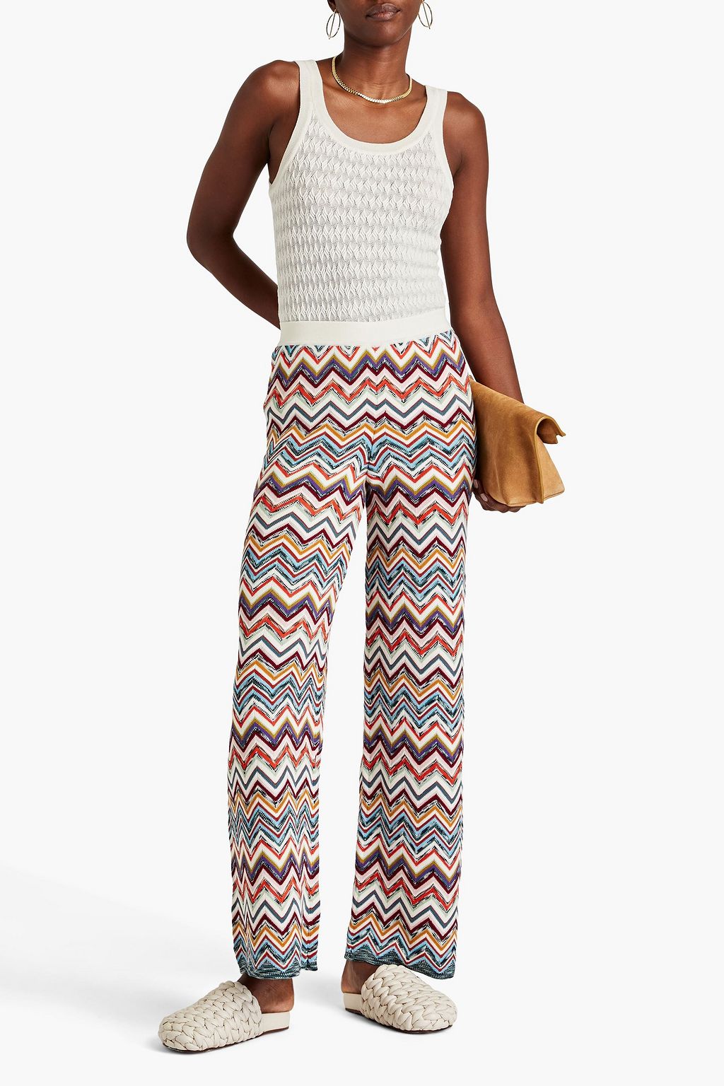MISSONI Embroidered mid-rise tapered jeans