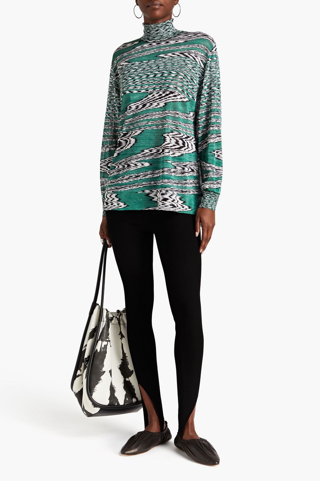 MISSONI Melierter Rollkragenpullover aus Strick mit Intarsienmuster