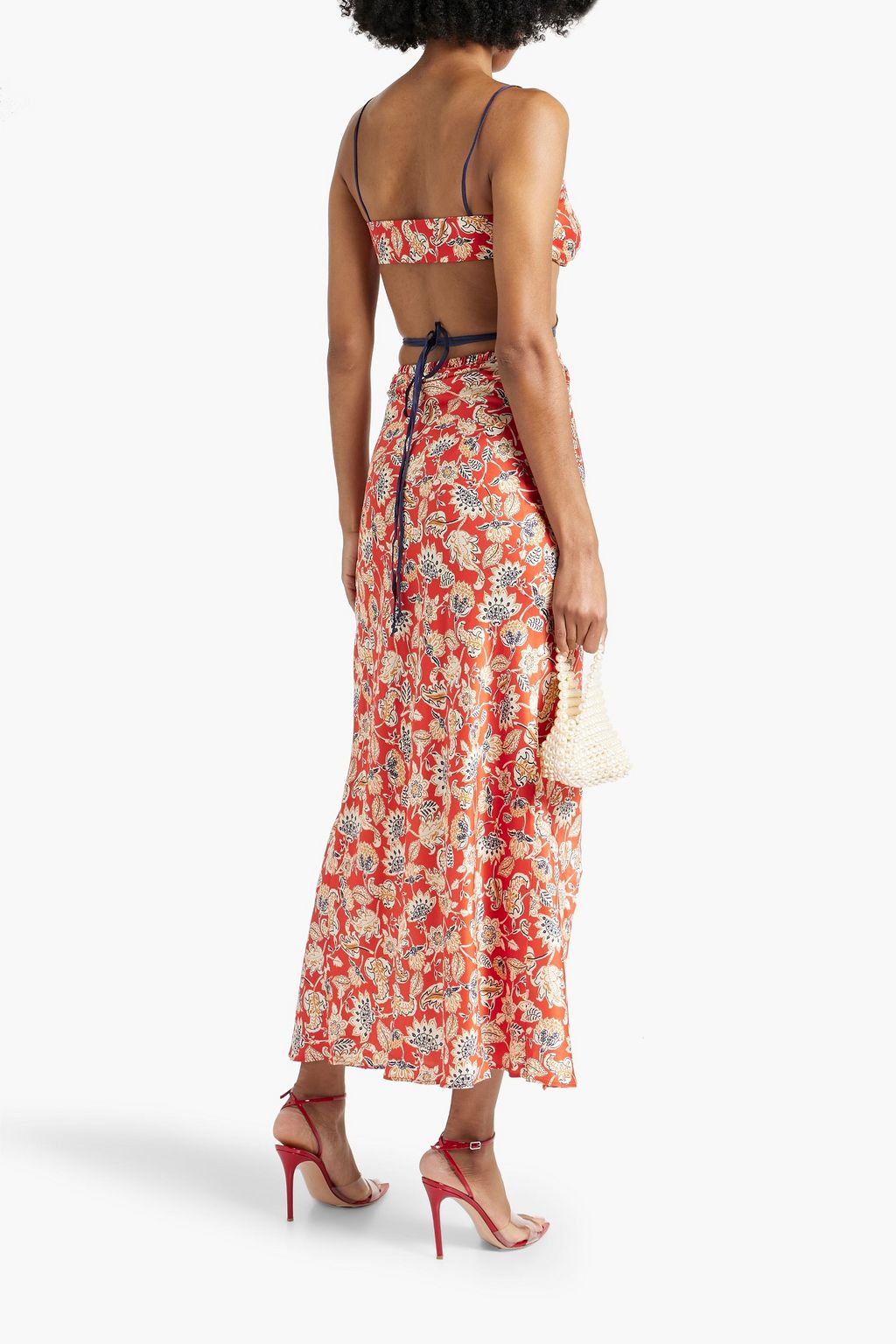 BEC & BRIDGE Cropped printed silk-satin crepe top