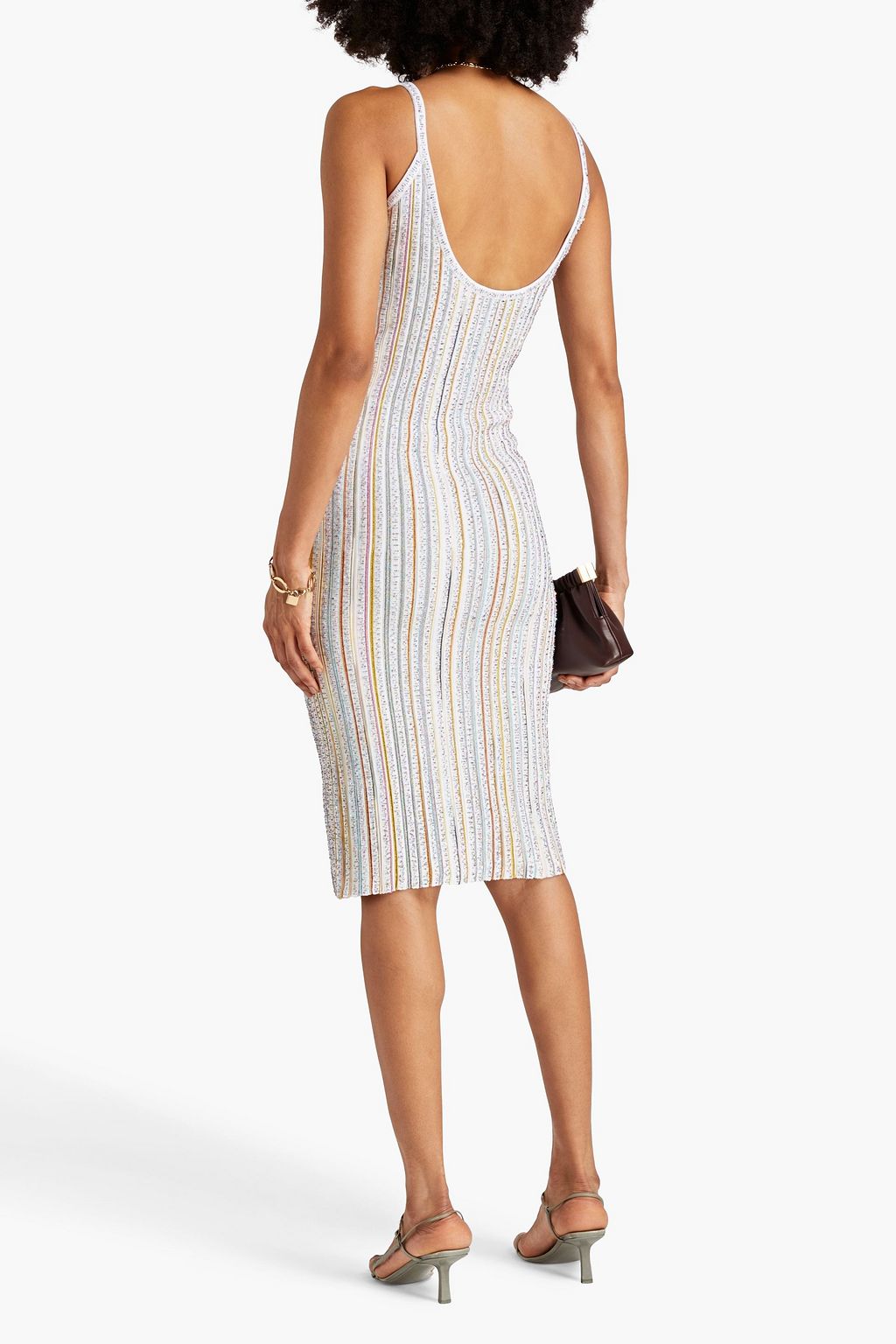MISSONI فستان من نسيج بحبكة كروشيه بلون معدني