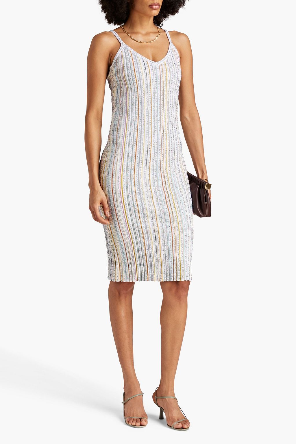 MISSONI فستان من نسيج بحبكة كروشيه بلون معدني