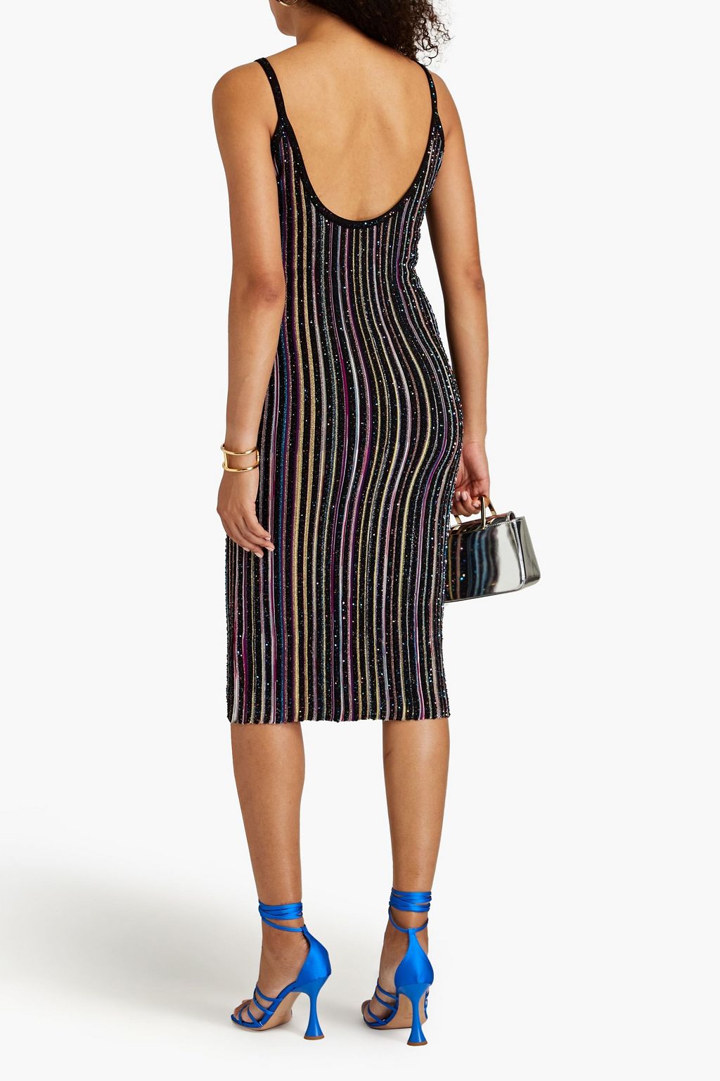MISSONI فستان من نسيج بحبكة كروشيه بلون معدني