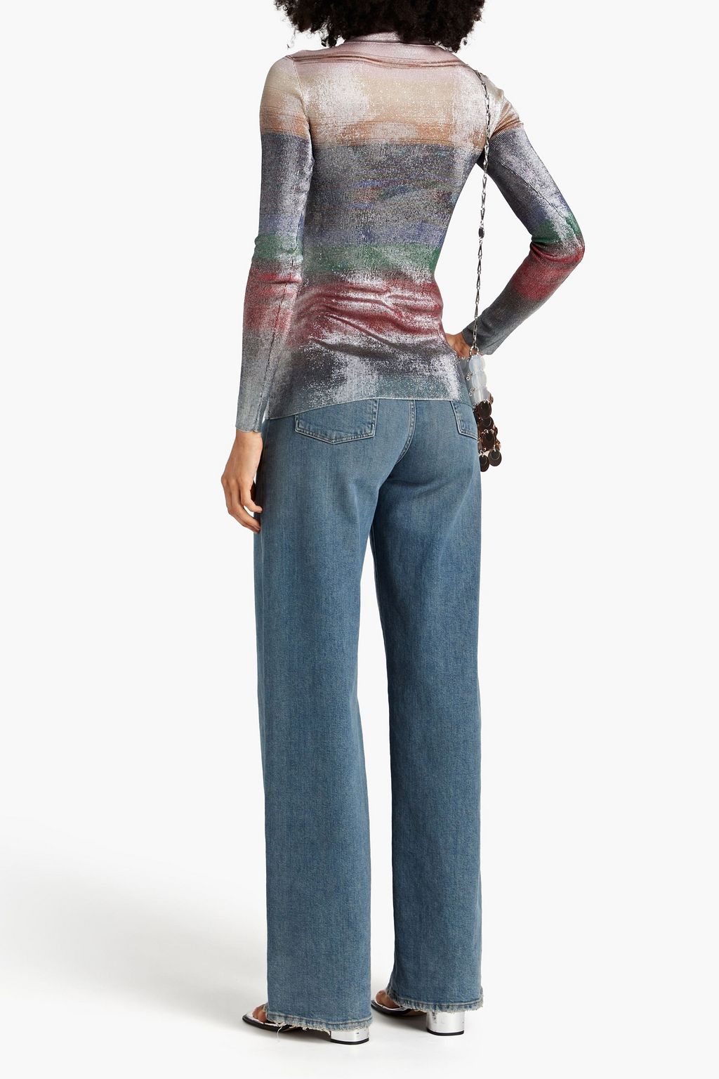 MISSONI 메탈릭 크로셰 니트 터틀넥 스웨터