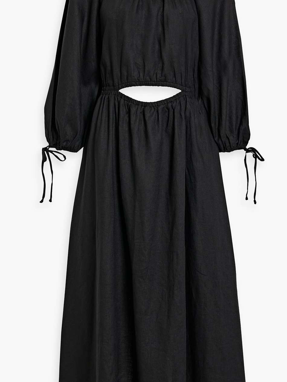 helene cutout linen midi dress