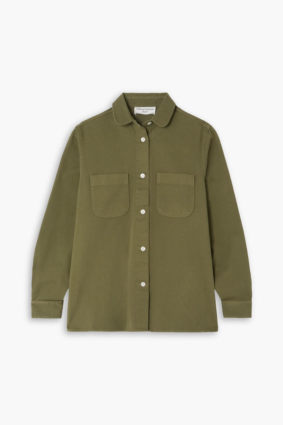 Officine Generale Ilona Cotton-twill Shirt In Army Green