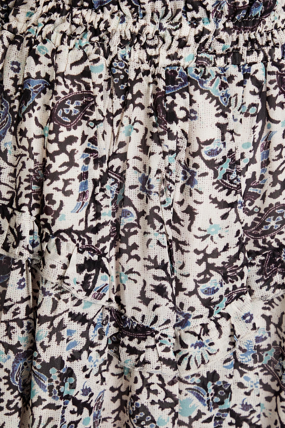 ISABEL MARANT ÉTOILE ITELO RUFFLED PRINTED CREPE DE CHINE MINI SKIRT