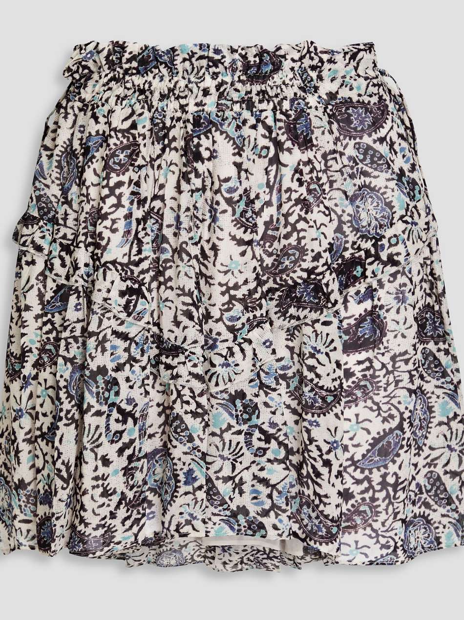 itelo ruffled printed crepe de chine mini skirt