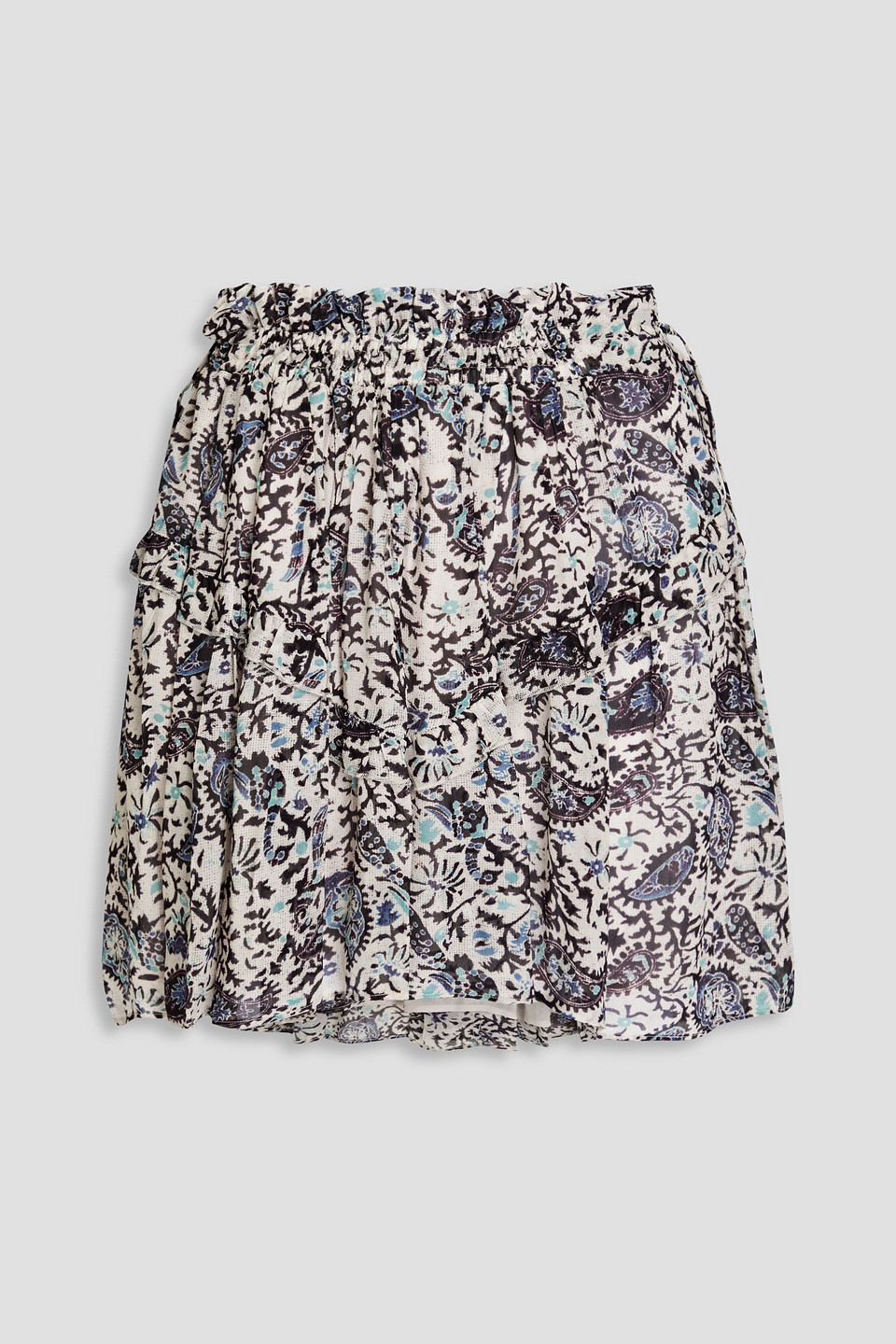 Isabel Marant Étoile Itelo Ruffled Floral-print Crepe De Chine Mini Skirt In Ecru