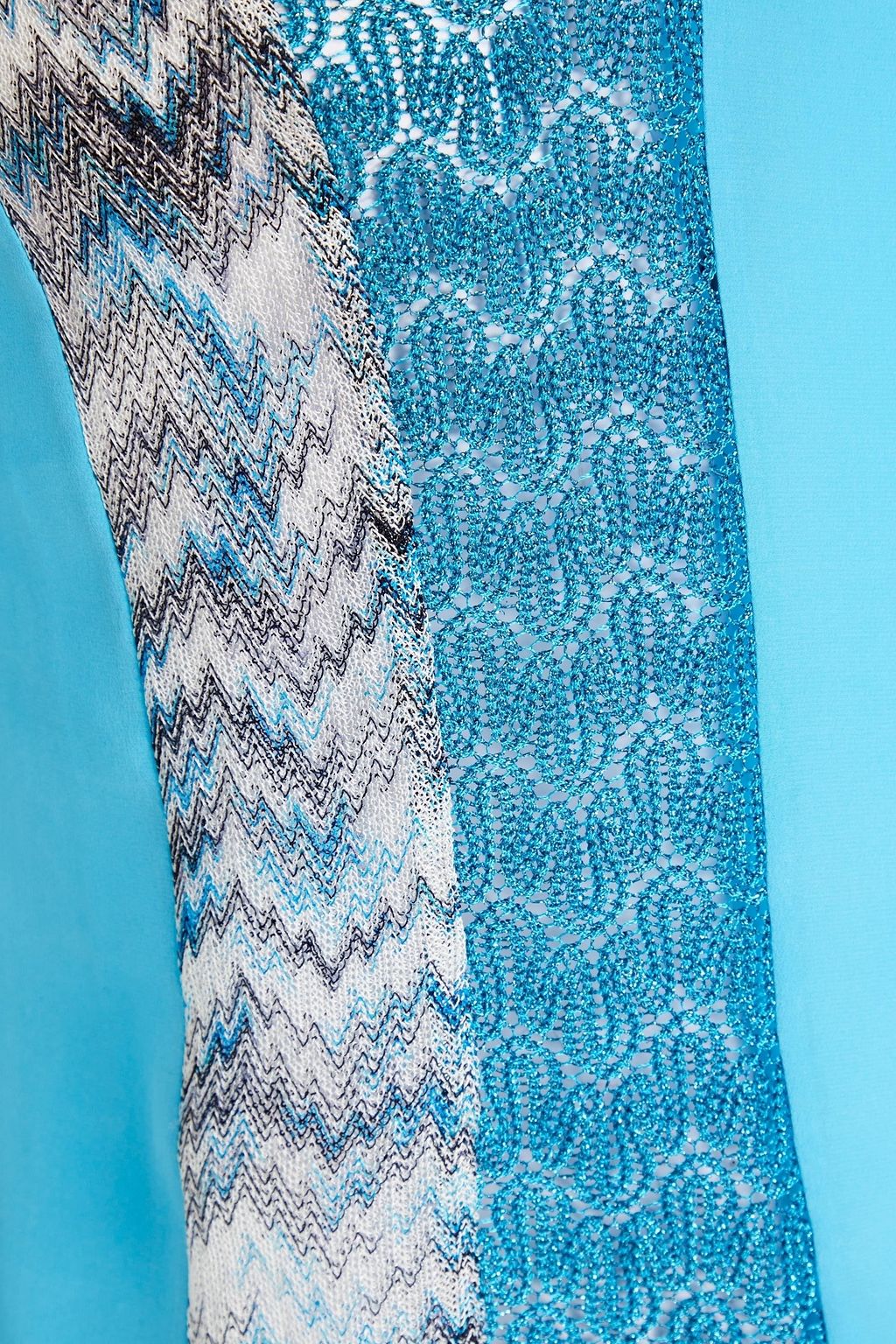 MISSONI 실크 크레이프 드 신 & 메탈릭 크로셰 니트 탱크탑