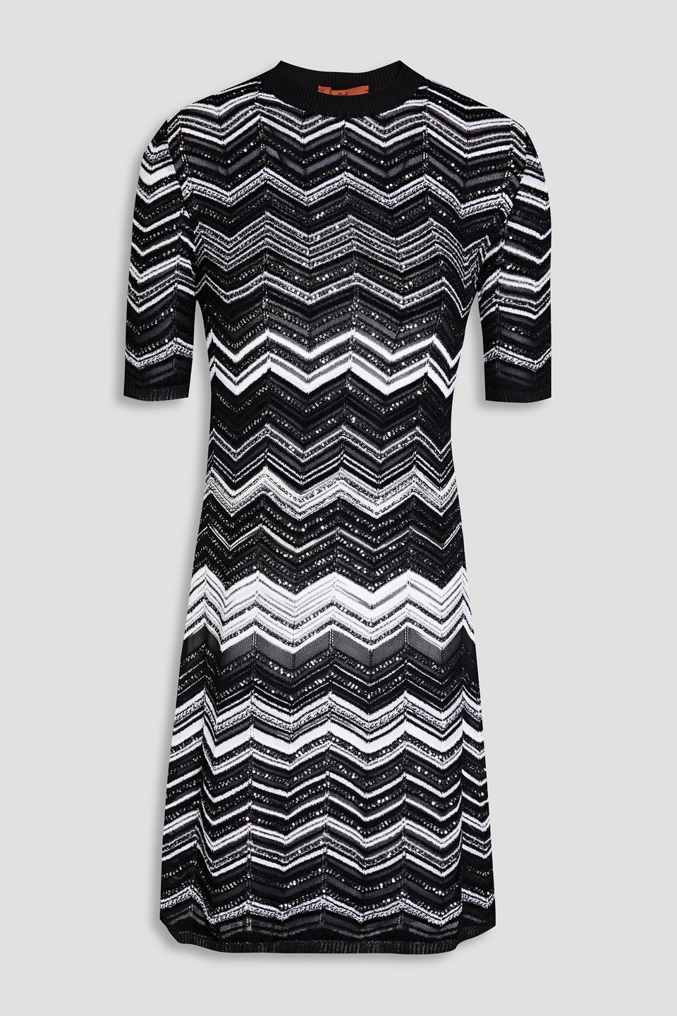 Missoni Zig-zag Knit Sequined Minidress In Black