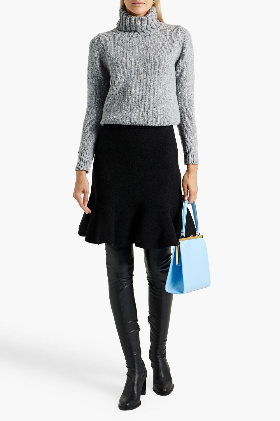 Shop And-daughter Donegal Wool Turtleneck Sweater In Gray