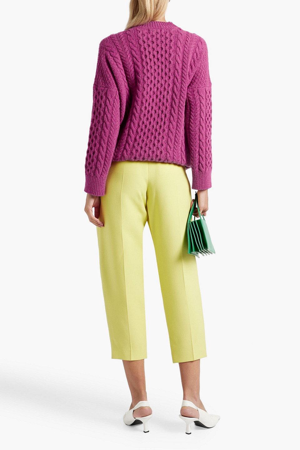 Shop And-daughter Ina Cable-knit Wool Sweater In Fuchsia