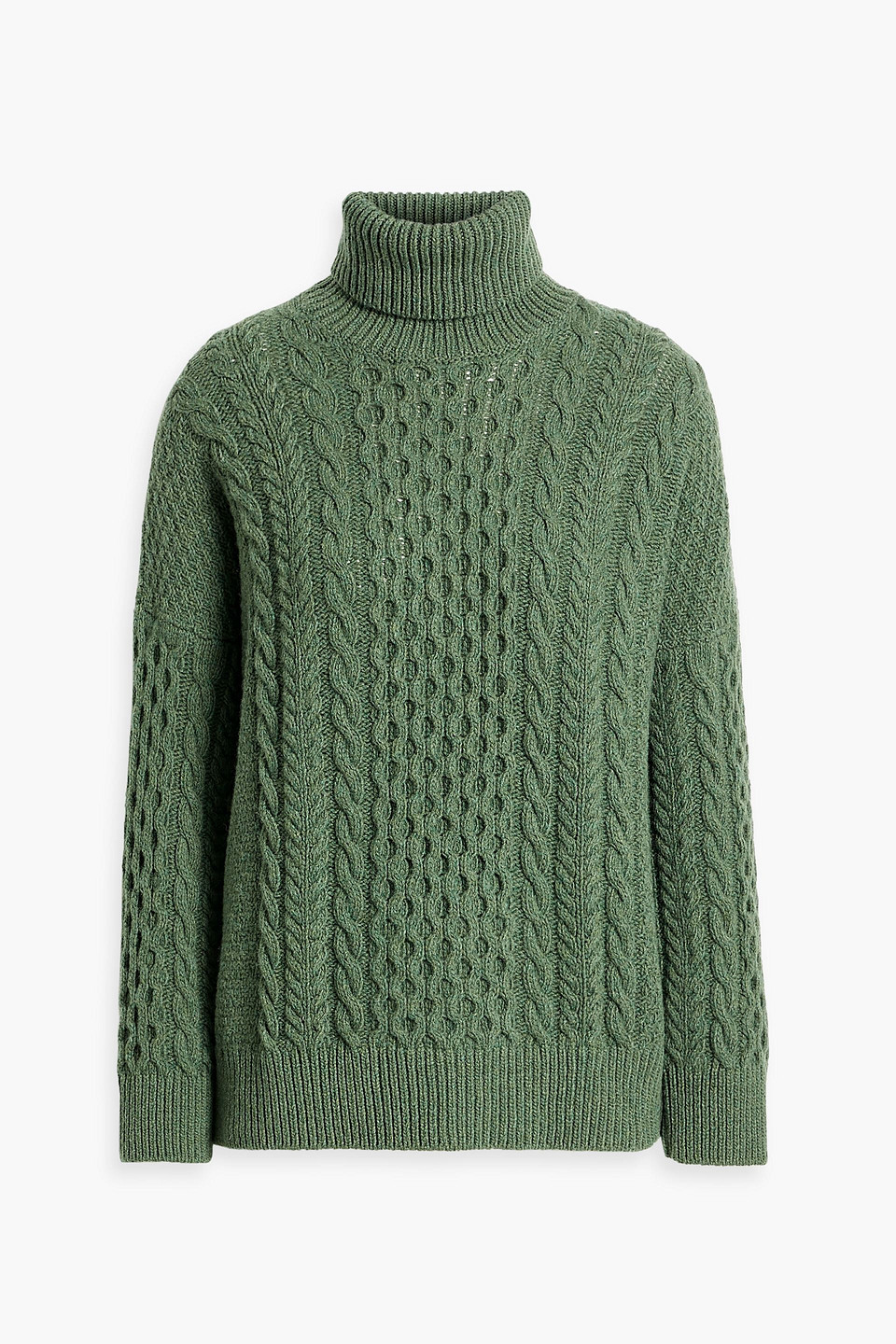 And-daughter Annis Cable-knit Wool Turtleneck Sweater In Forest Green