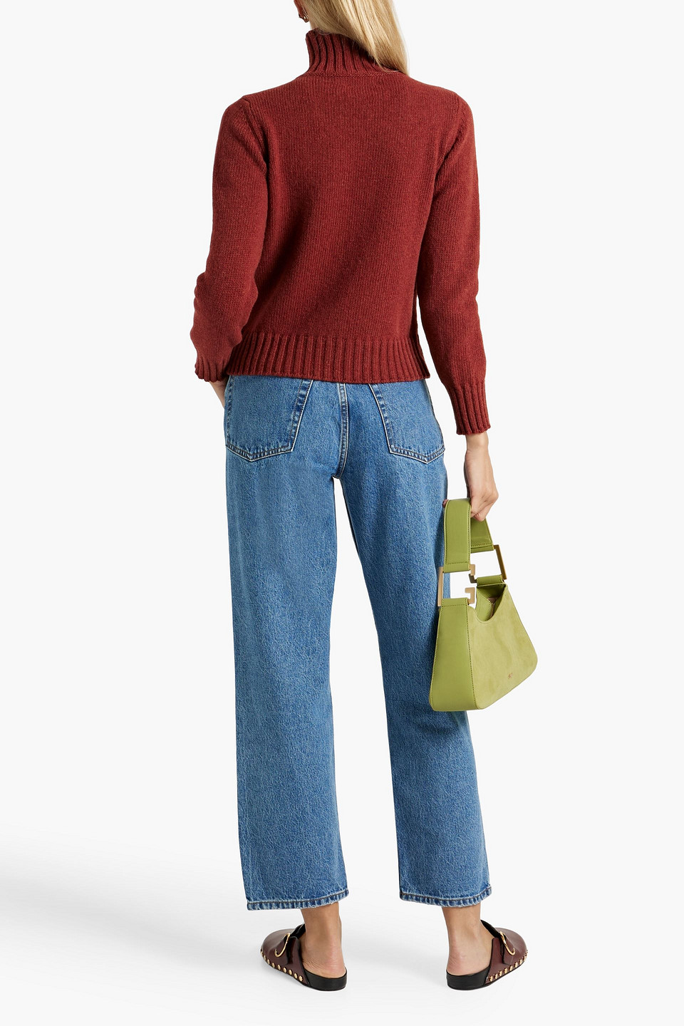 Shop And-daughter Audrey Wool Turtleneck Sweater In Brick