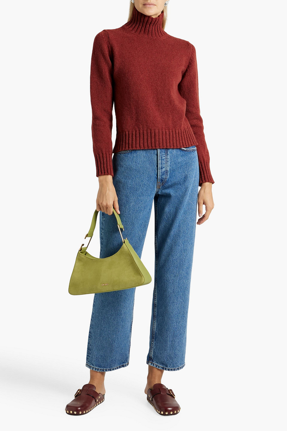 Shop And-daughter Audrey Wool Turtleneck Sweater In Brick