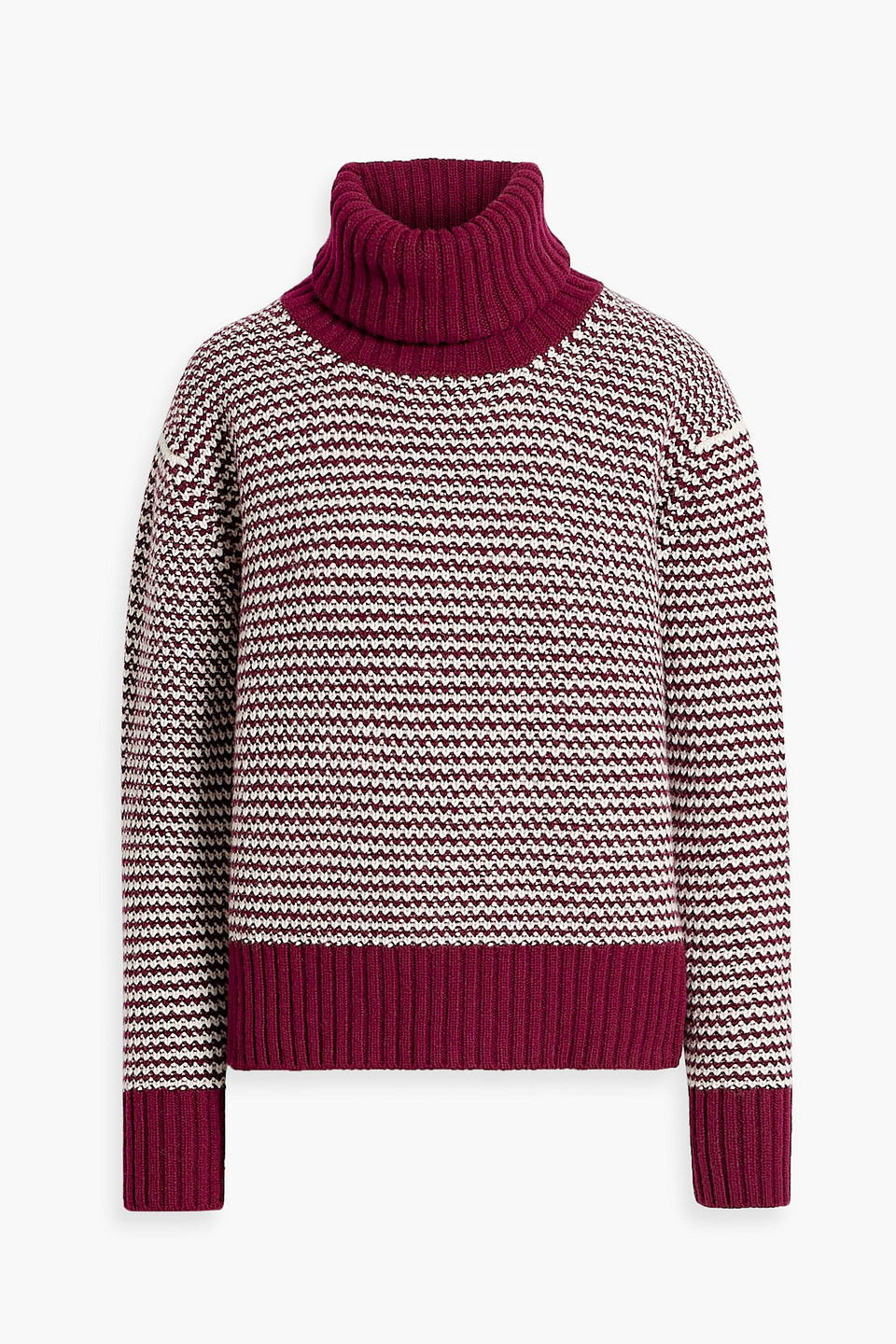 And-daughter Striped Wool Turtleneck Sweater In Claret