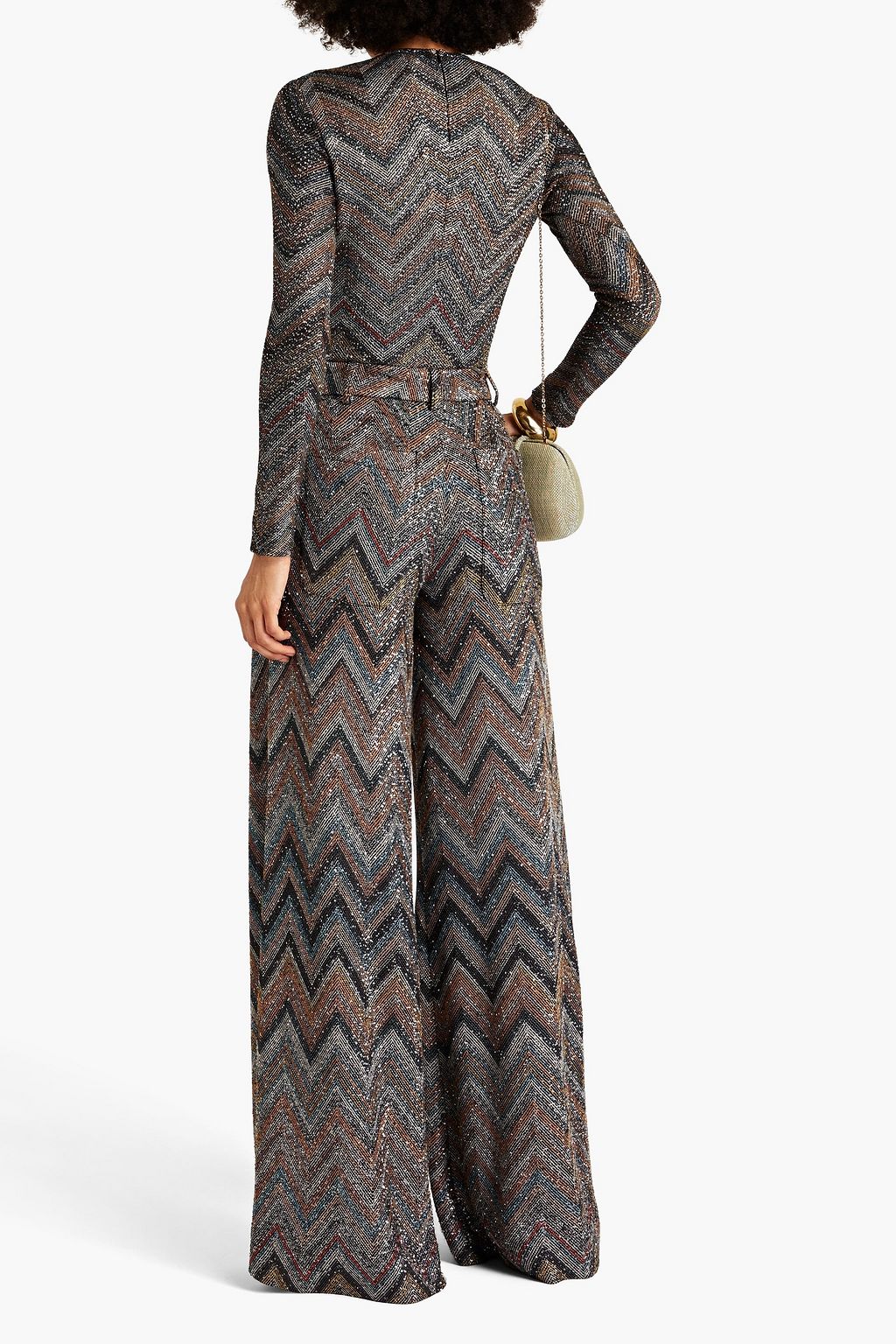 MISSONI 시퀸 장식 자카드 니트 와이드 레그 팬츠