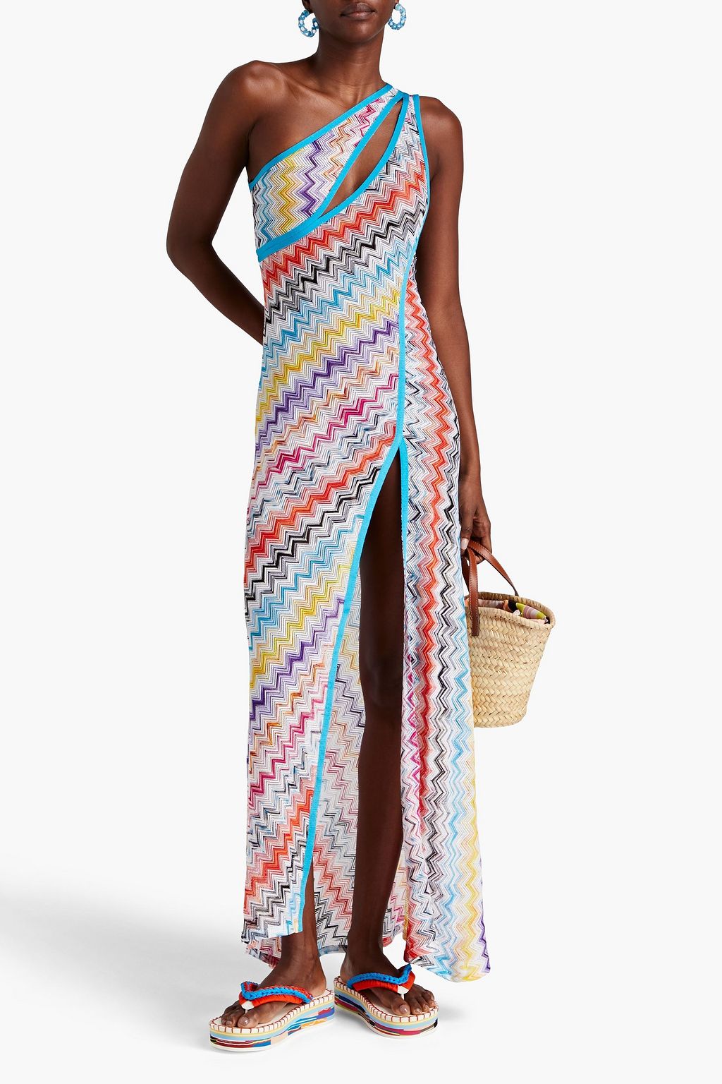MISSONI Mare one-shoulder crochet-knit maxi dress