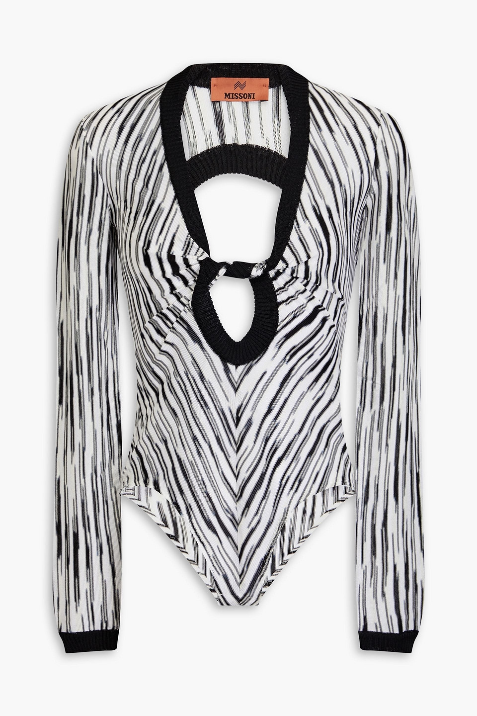 Missoni Black And White Striped Bodysuit With Cut-out Detail In Multicolore