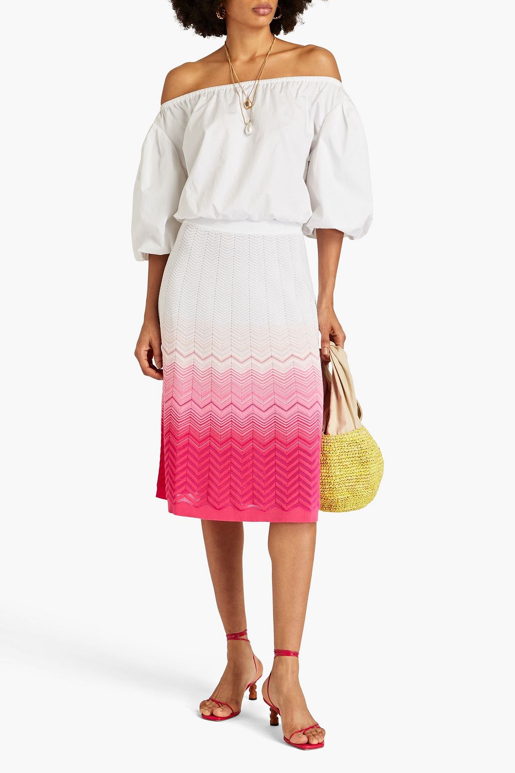 MISSONI 인타르시아 니트 코튼 혼방 스커트