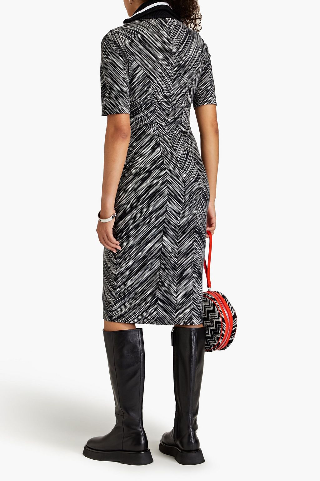 MISSONI فستان متوسط الطول بأسلوب القميص مصنوع من القطن بألوان متداخلة