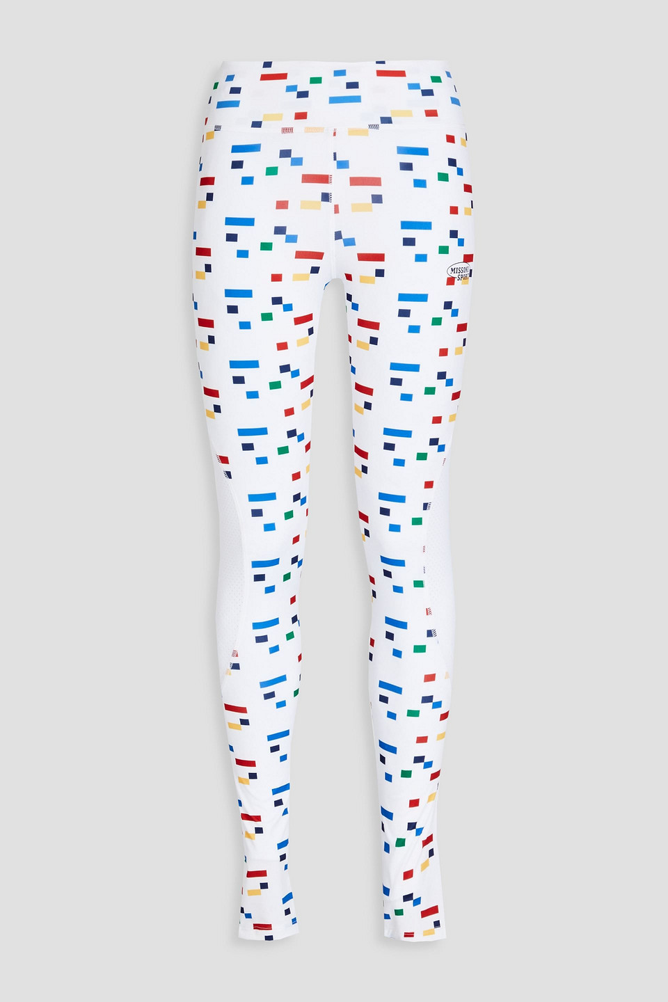 Perforated printed stretch-jersey leggings