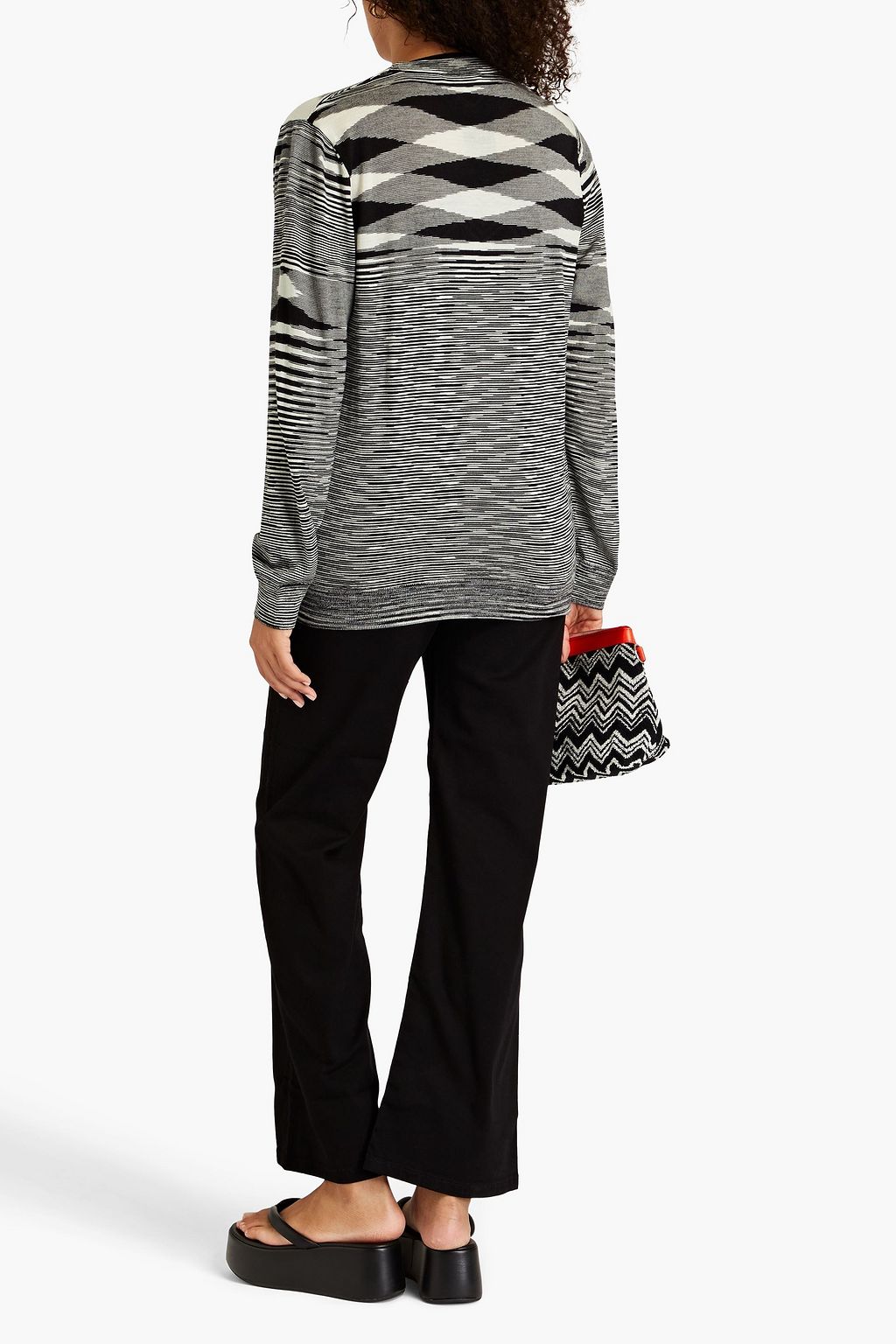 MISSONI Space-dyed crochet-knit wool cardigan