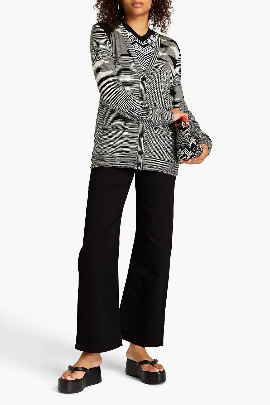 MISSONI Space-dyed crochet-knit wool cardigan