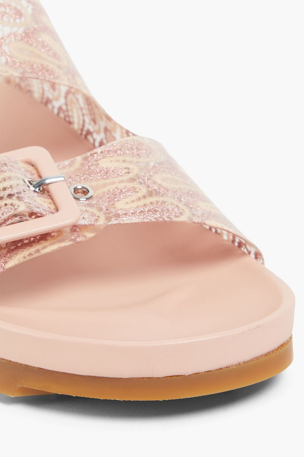 MISSONI Buckled metallic crochet-knit and PVC sandals